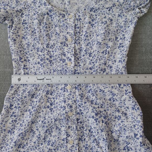 Reformation Margeaux Dress Women 4 Blue Floral Johanna Mini Button Front Cottage - Picture 9 of 13